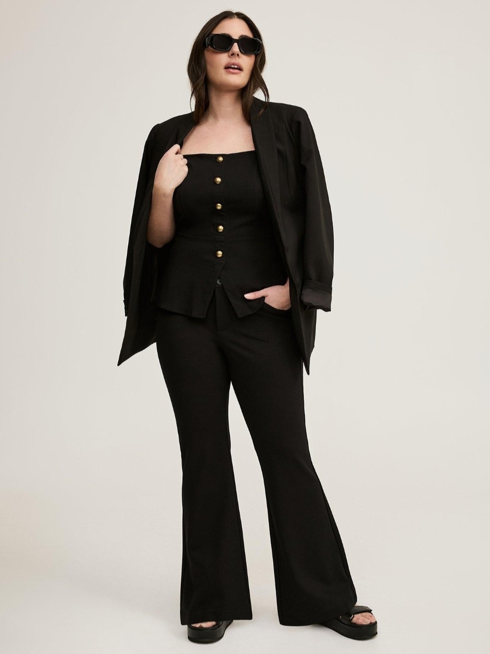 Torrid Studio Trouser A-Line Flare Ponte Pants Black 18R